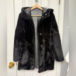 Maje NWT Reversible Black Leather 100% SHEARLING Fur Jacket